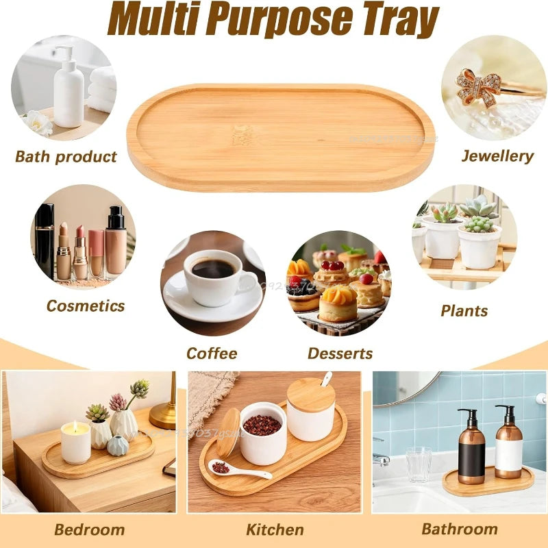 Multifunctional Bamboo Oval Tray Set