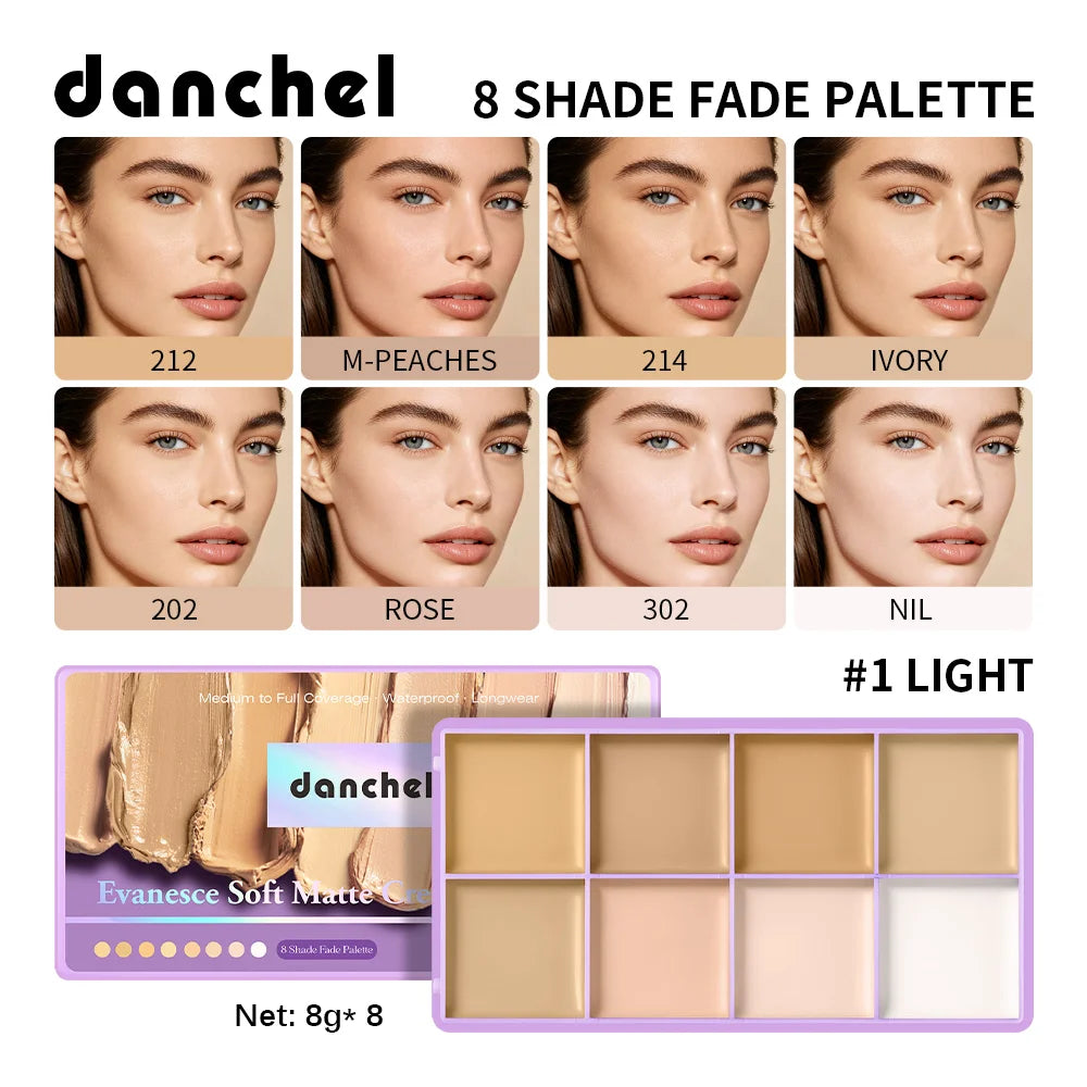 8-Shade Waterproof Full Coverage Cream Concealer Palette - 16