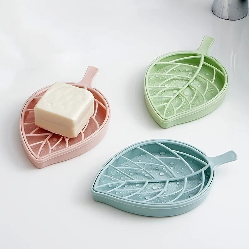 Leaf-Shaped Self-Draining Soap Holder for Bathroom and Shower