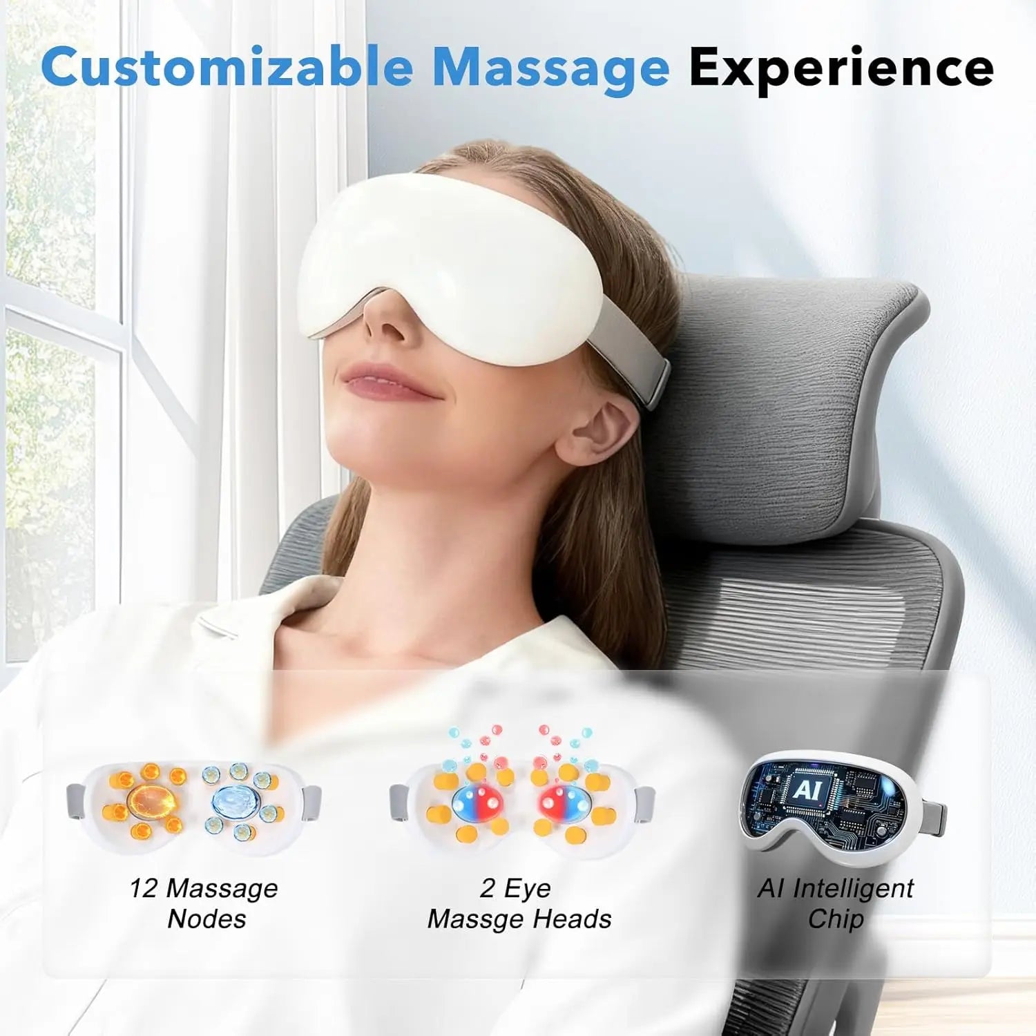 Smart Eye Massager with Cooling and Vibration for Eye Strain - 2