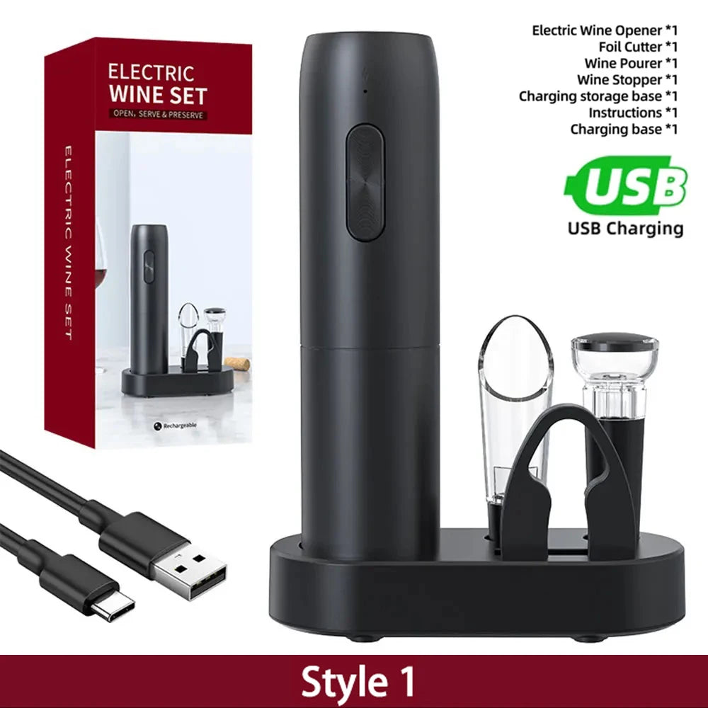 Automatic Rechargeable Electric Wine Bottle Opener Set