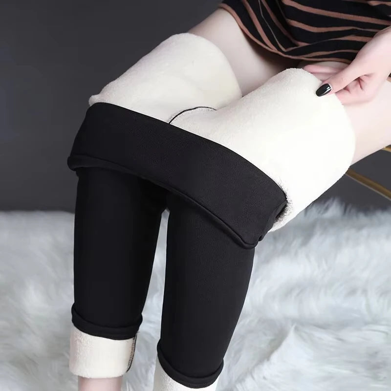 Fleece-Lined Sheer Thermal Tights for Women