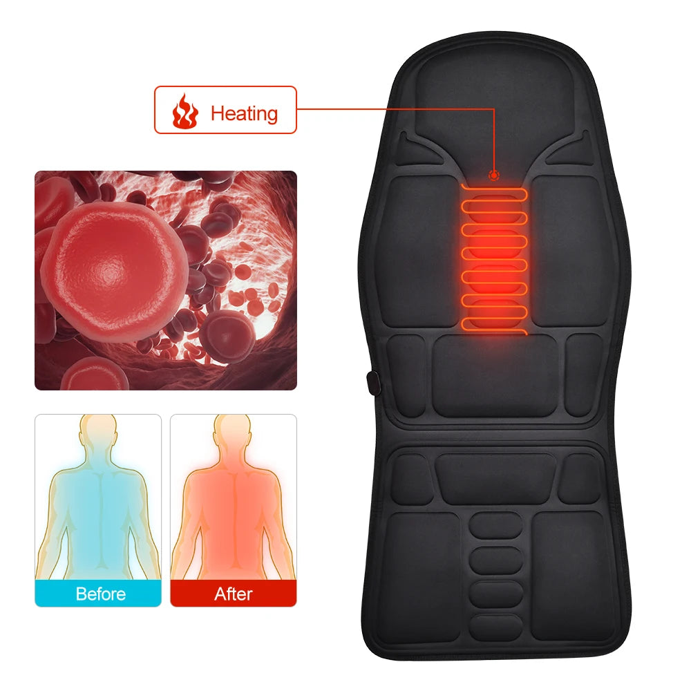Full-Body Electric Heated Massage Chair Cushion for Home and Car