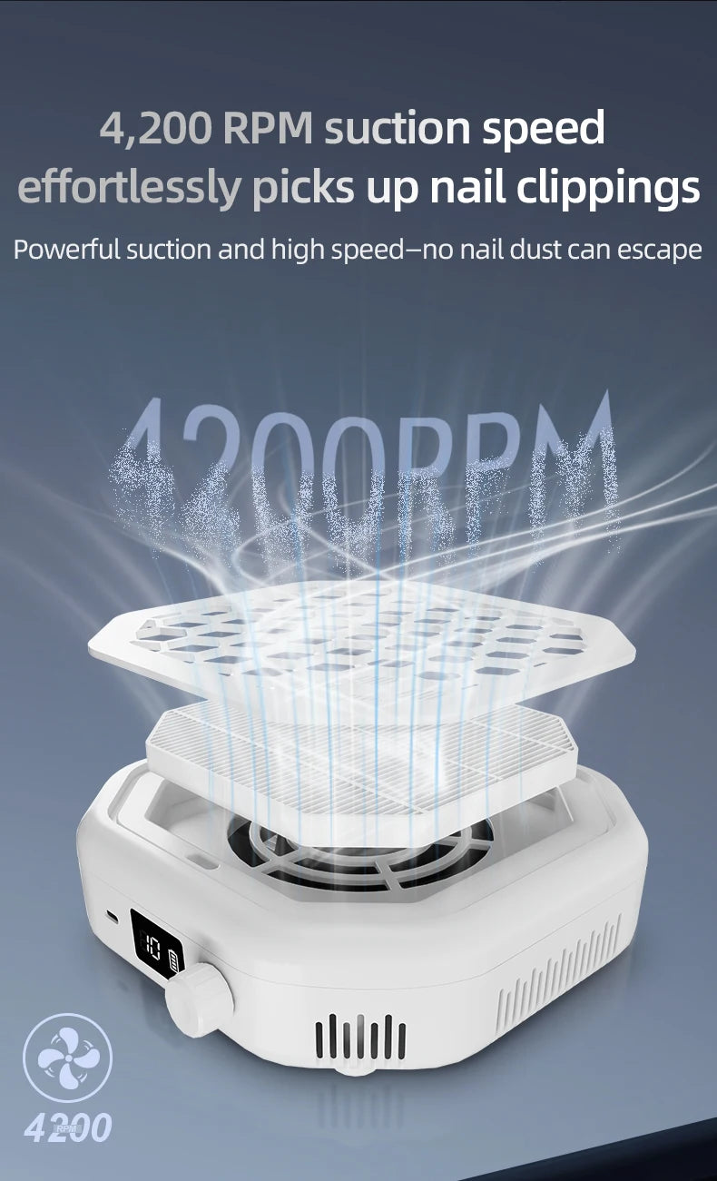 Rechargeable Cordless Nail Dust Collector for Manicures - 13