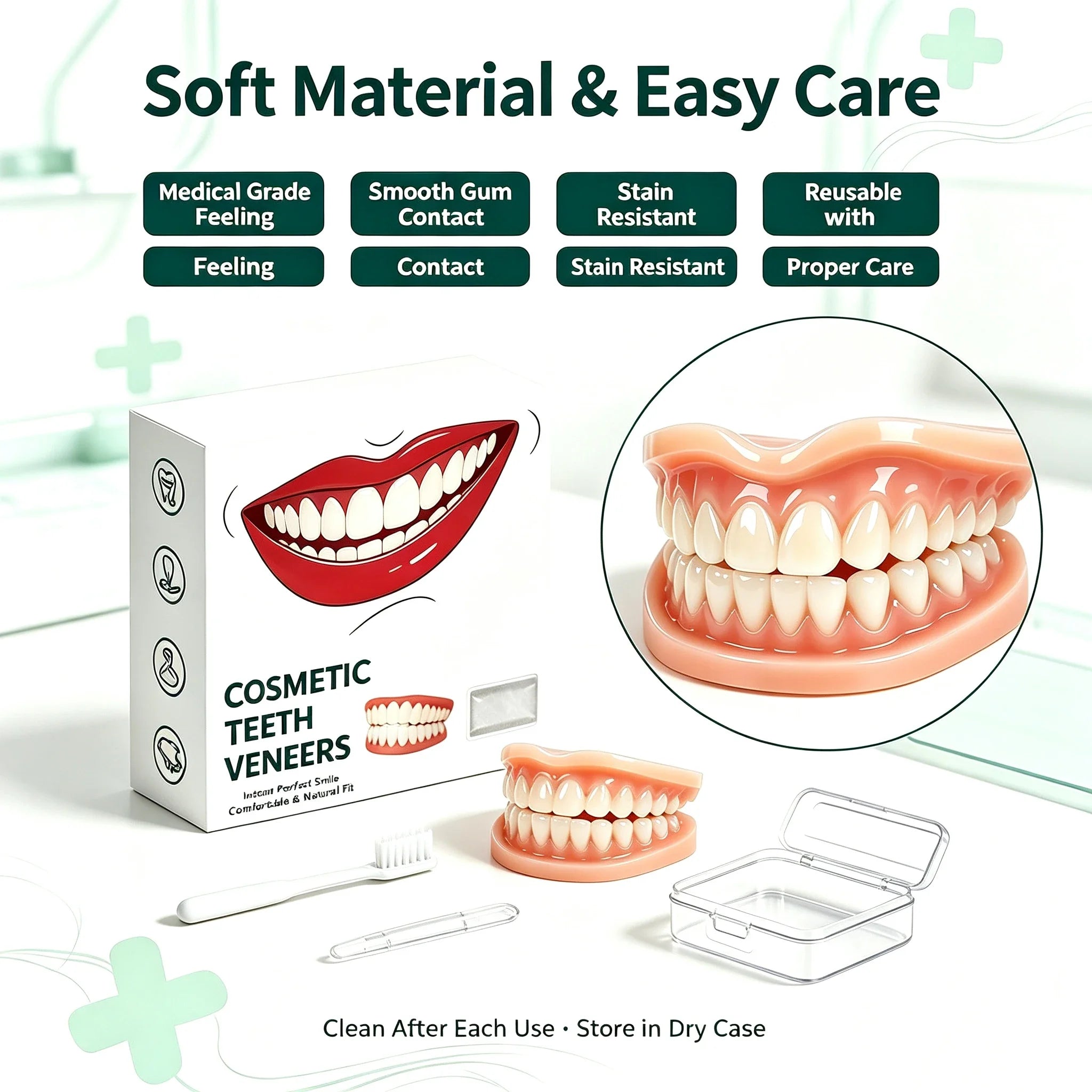Comfortable Silicone Denture Set for Daily Oral Care - 8