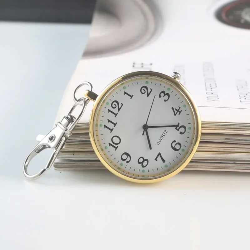 Portable Quartz Nurse Pocket Watch with Secure Keyring