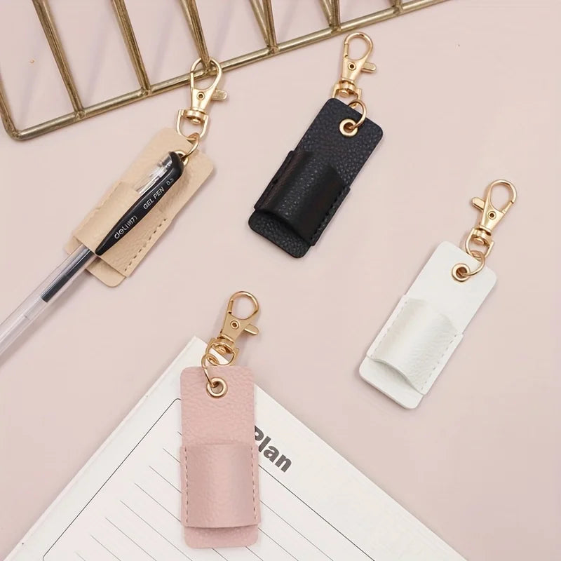 Portable Leather Lanyard Pen Holder for Office and School - 3