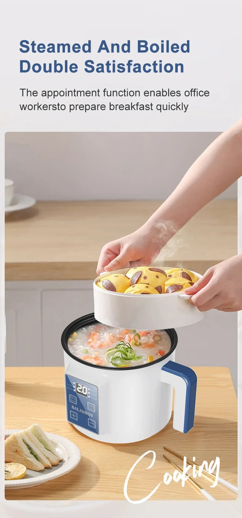 Compact Multi-Function Electric Rice Cooker for Home