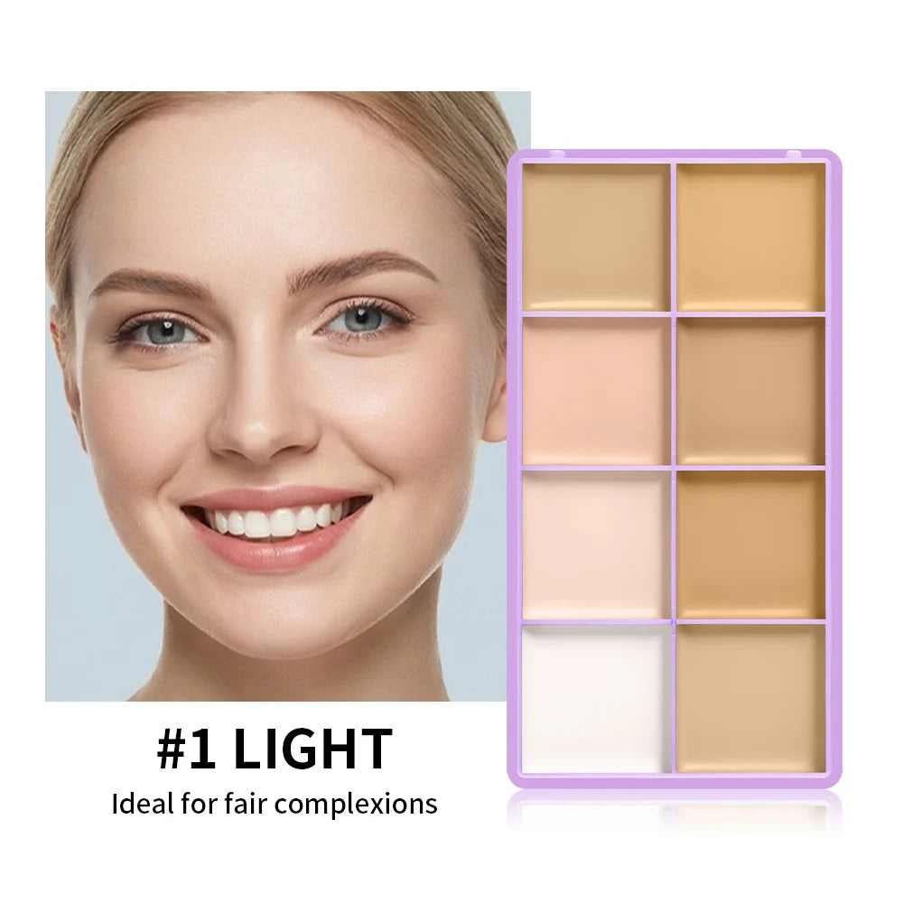 8-Shade Matte Cream Concealer Palette for Full Coverage - 21