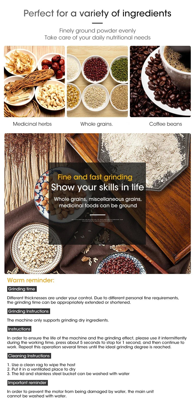 Compact Electric Stainless Steel Food and Coffee Grinder