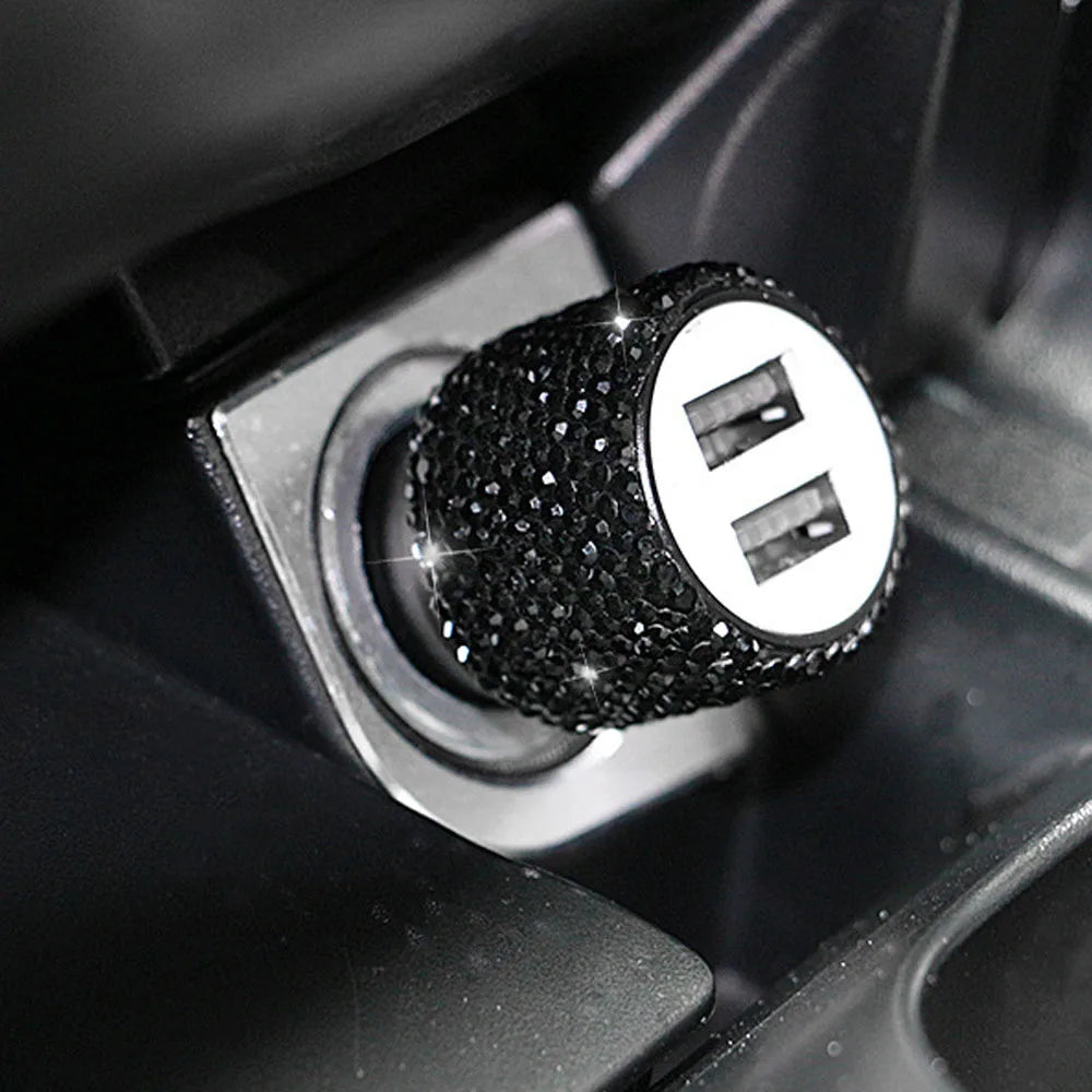 Dual Port Rhinestone USB Car Charger