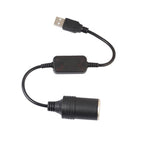 USB to 12V Car Cigarette Lighter Socket Adapter