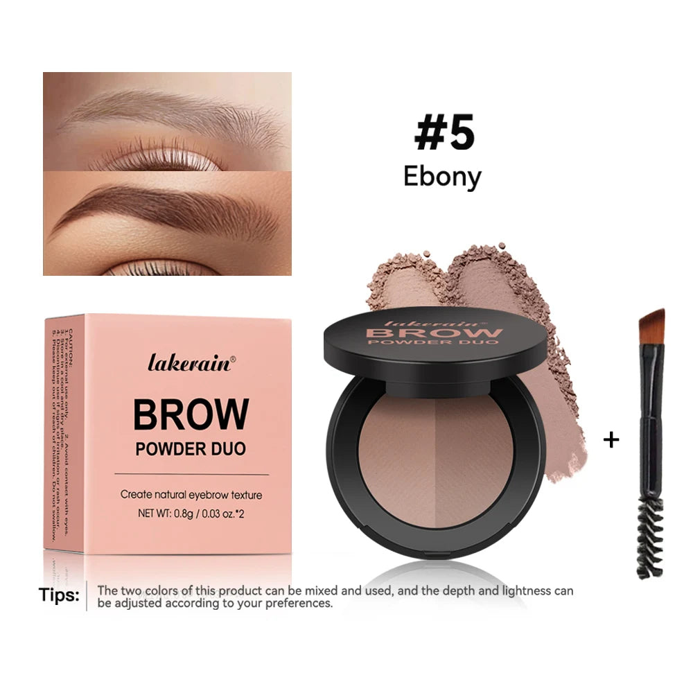 Two-Tone Eyebrow Powder Duo with Applicator Brush - 17