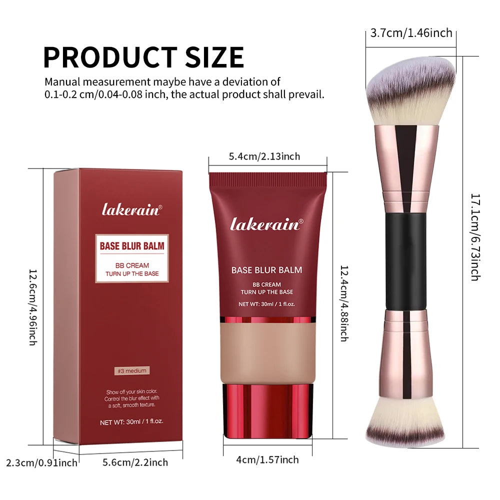 Matte Liquid Foundation and Dual-Ended Makeup Brush Set