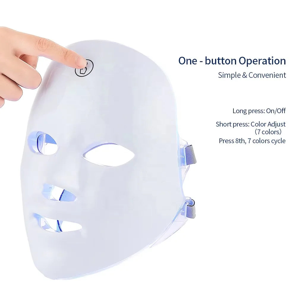 7-Color Rechargeable LED Facial Mask for Skin Rejuvenation