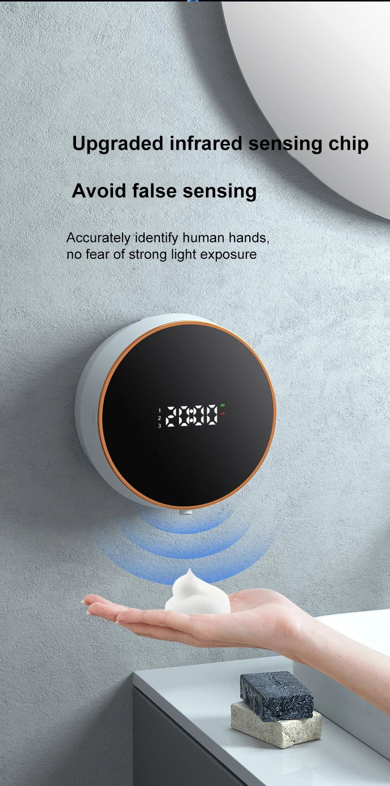 Automatic Touchless Foam Soap Dispenser with Temperature Display
