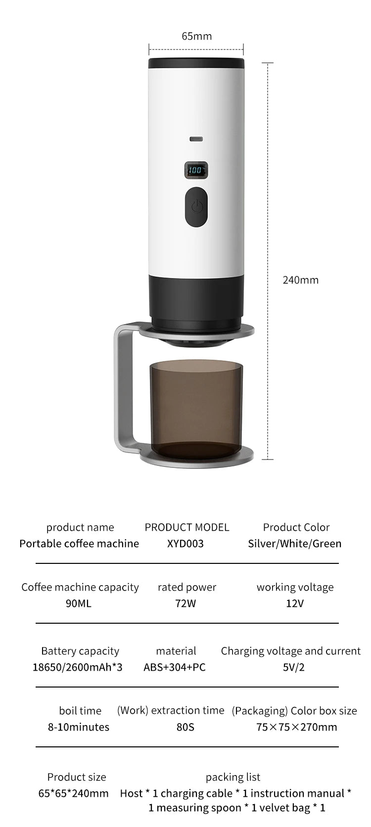 Portable Wireless Electric Coffee Maker for Camping and Travel