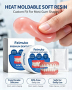 Instant Snap-On Silicone Cosmetic Dentures Set