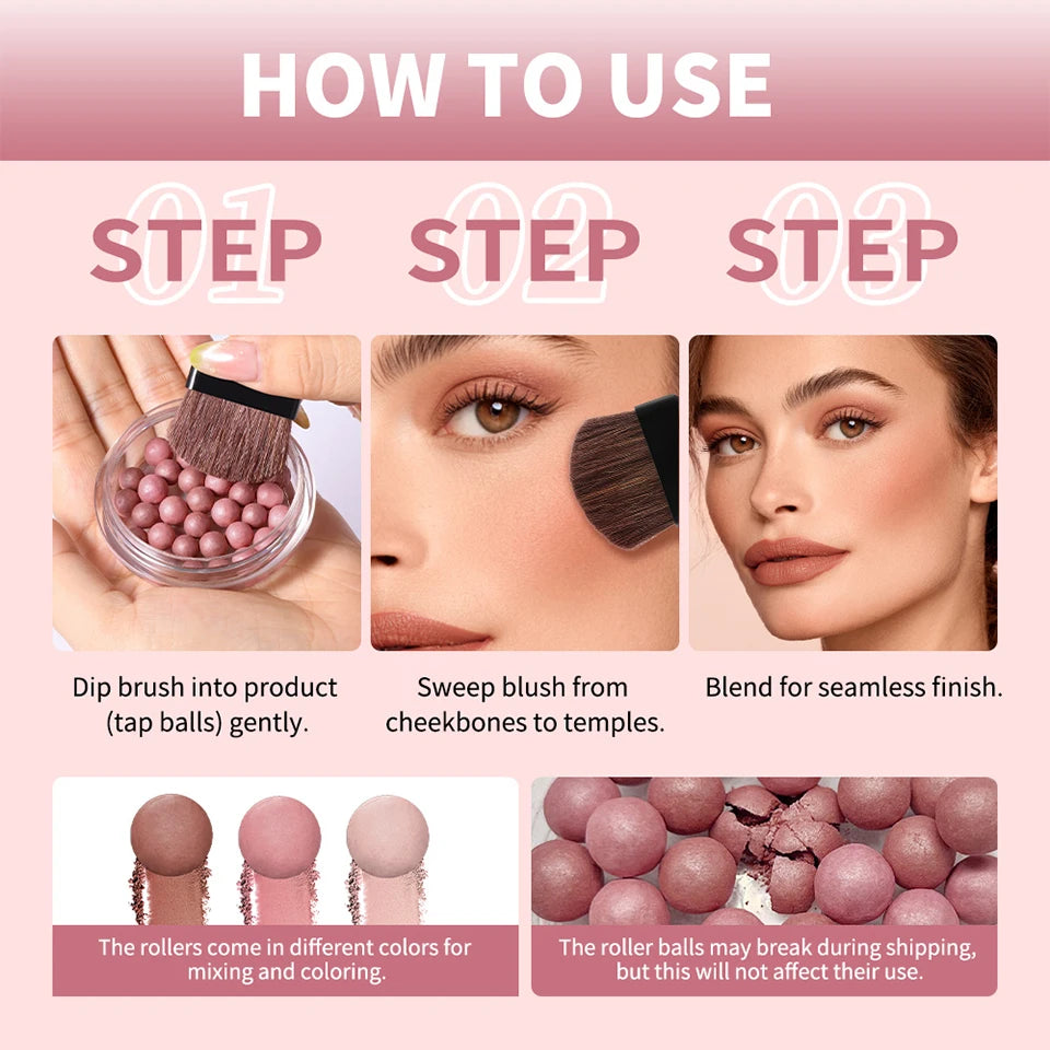 Spherical Powder Bead Blush for Natural Glowing Makeup