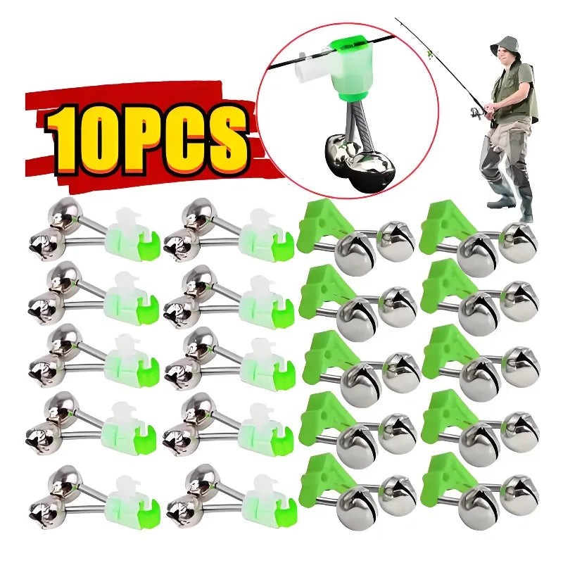 10-Piece Fishing Rod Bite Alarm Bell Set