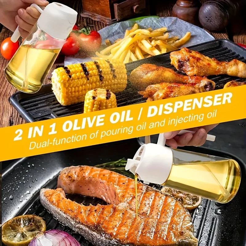 2-in-1 Glass Oil Sprayer and Dispenser for Cooking