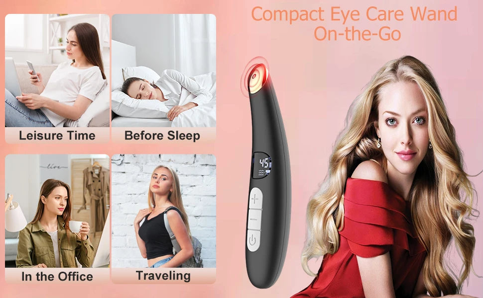 3-in-1 Heated Eye Massager Wand for Dark Circles and Puffiness