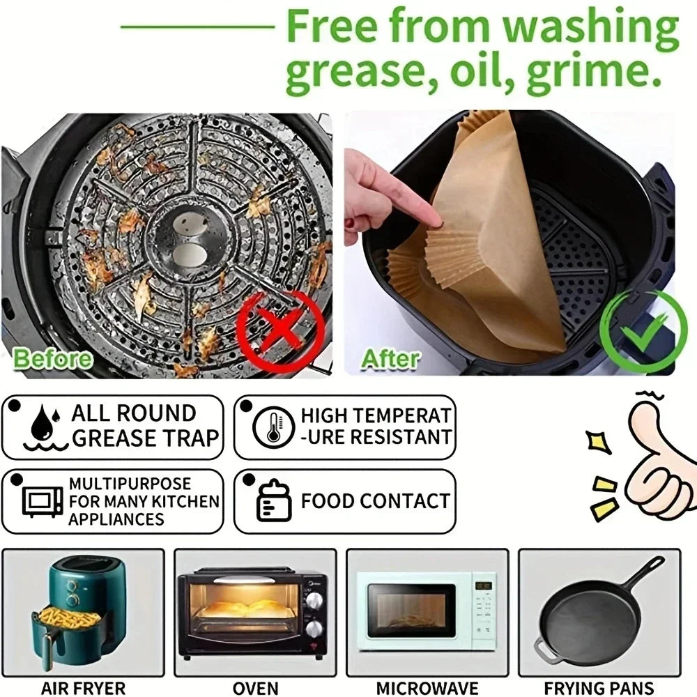 Non-Stick Disposable Air Fryer Parchment Paper Liners - 5