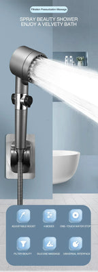 High-Pressure Adjustable Massage Shower Head with Filter