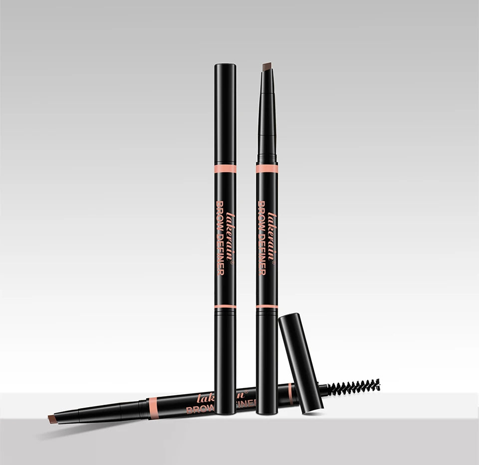 Waterproof Triangular Tip Eyebrow Pencil with Grooming Brush