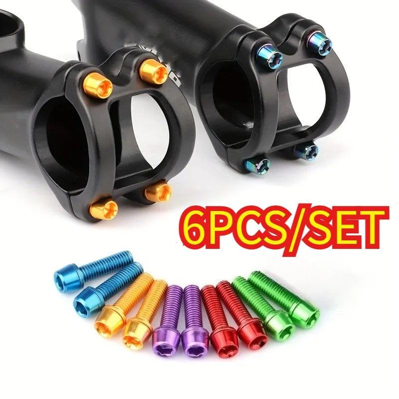 6-Piece M5x18mm Colored Bike Stem and Handlebar Bolt Set - 1
