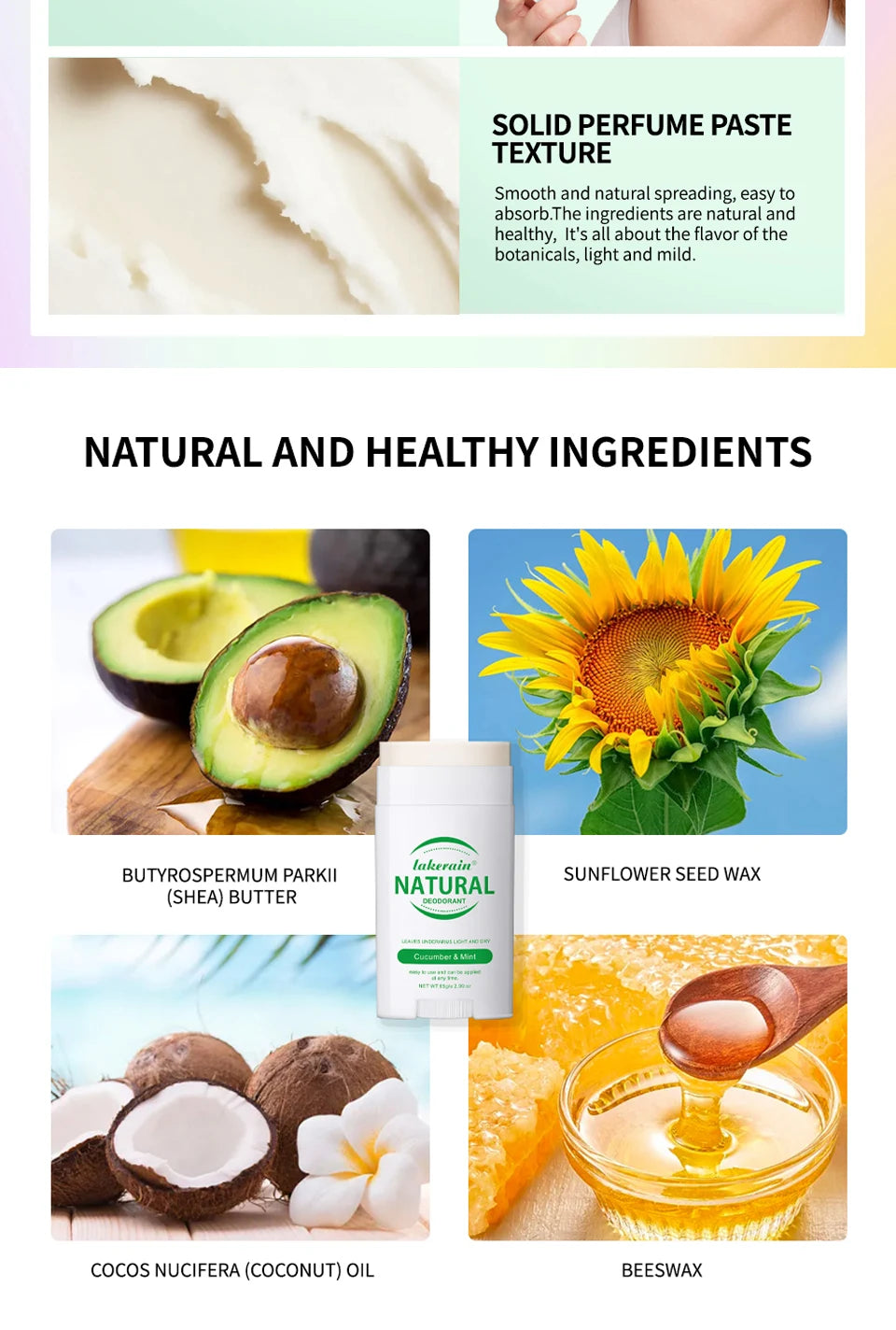 Natural Long-Lasting Solid Deodorant Stick for Freshness
