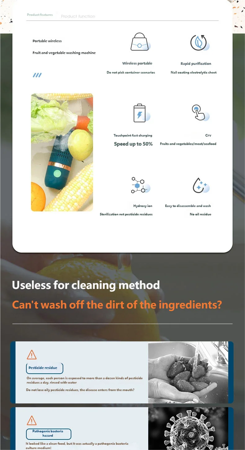 Portable Fruit and Vegetable Purifier Cleaner