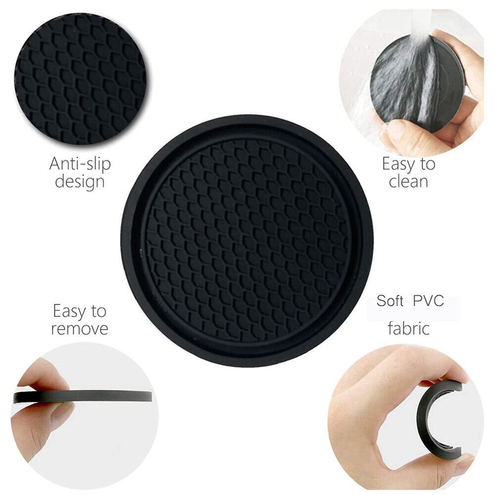 Anti-Slip Car Cup Holder Coasters - 2 Pack