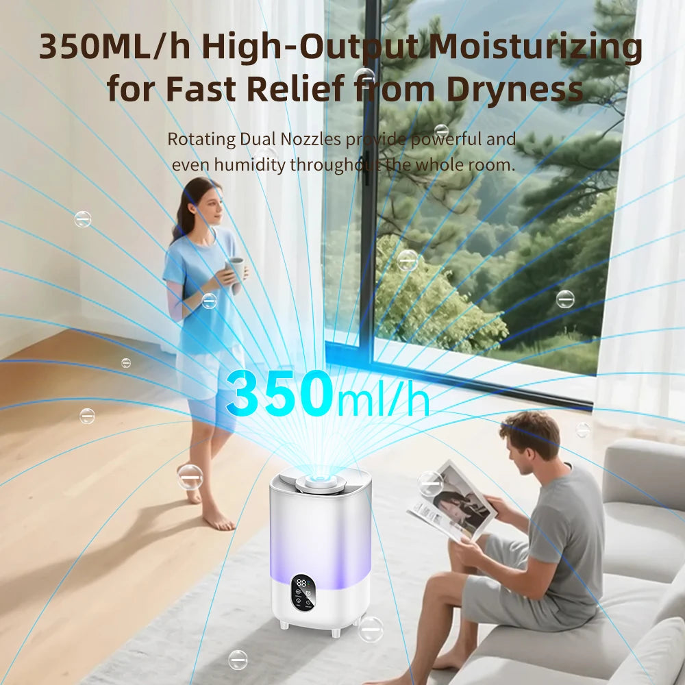 4L Ultrasonic Air Humidifier with Dual Mist and Aromatherapy