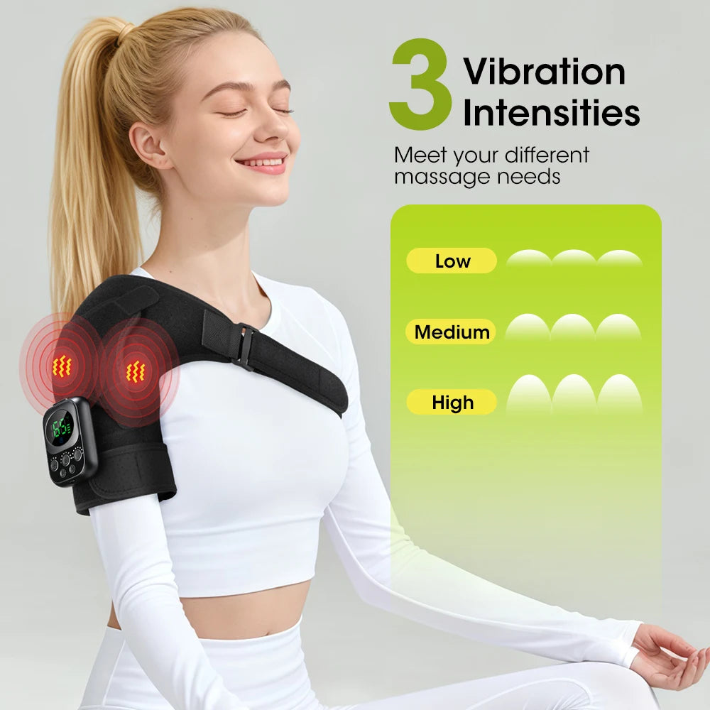 Wireless Heated Shoulder Massager with Vibration and App Control