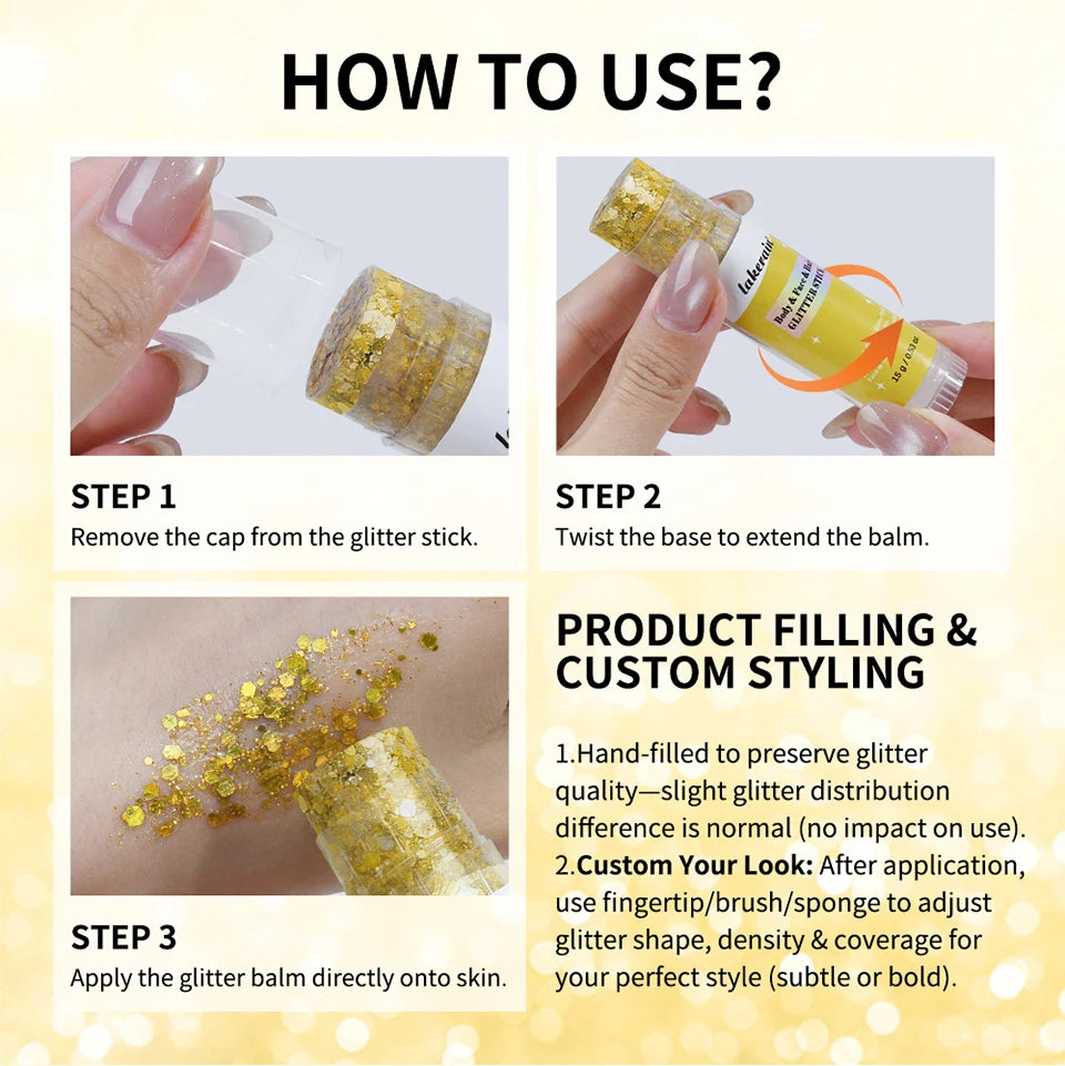 Waterproof Shimmer Glitter Stick for Face and Body - 15