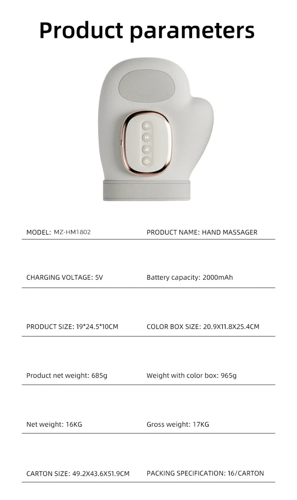 Electric Hand and Wrist Compression Massager with Heat