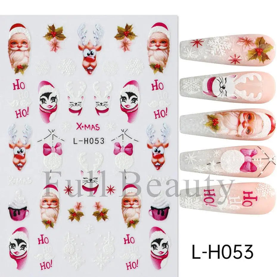 3D Christmas Cartoon Self-Adhesive Nail Art Decal Stickers
