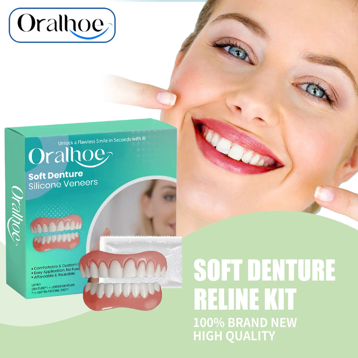 Flexible Silicone Denture Set for Instant Smile Transformation