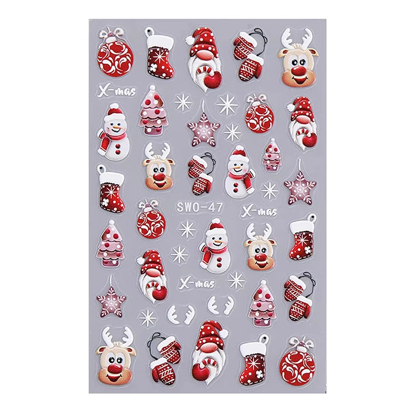 3D Christmas Cartoon Self-Adhesive Nail Art Decal Stickers