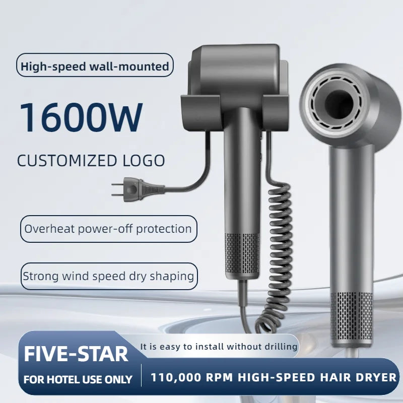 Wall-Mounted Ionic Hair Dryer for Home and Bathroom