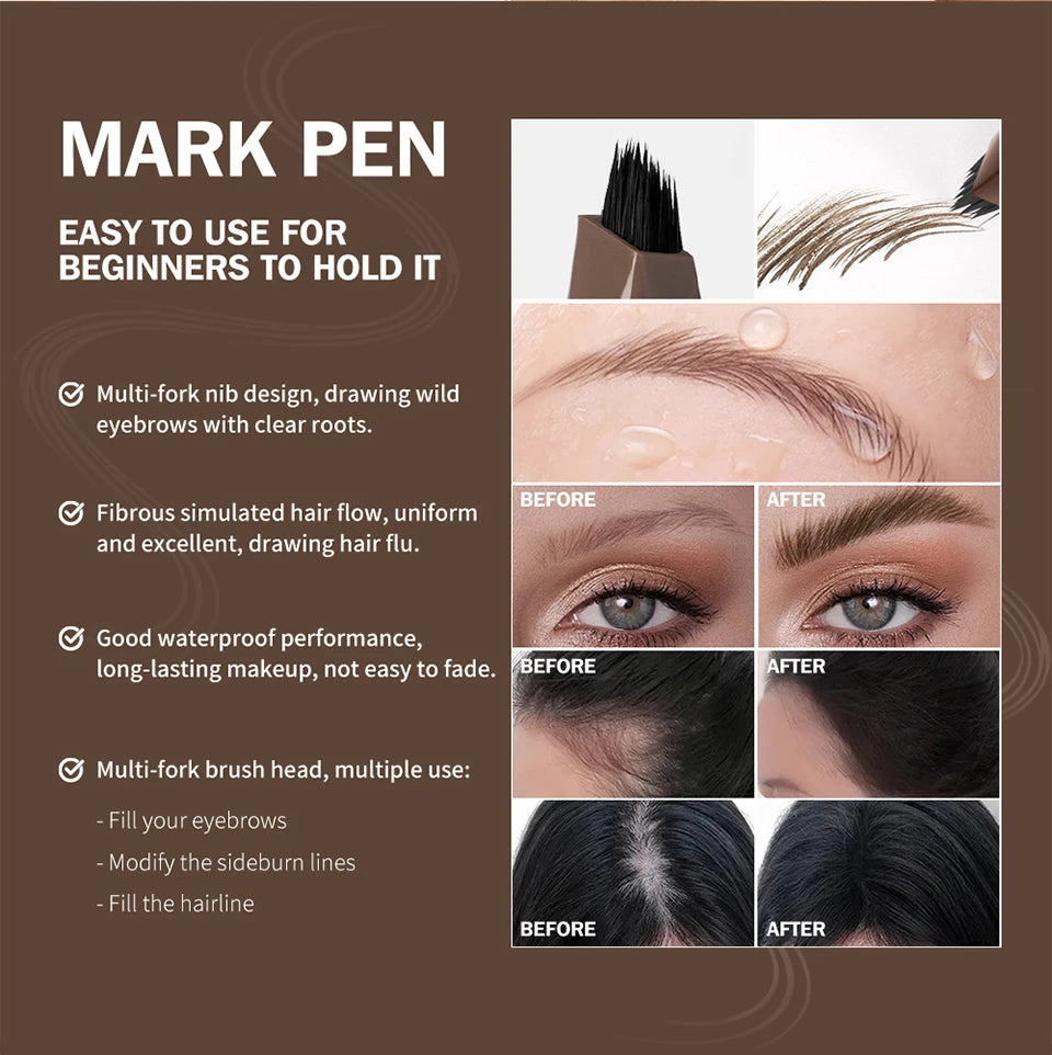 Waterproof Multi-Fork Liquid Eyebrow Pen