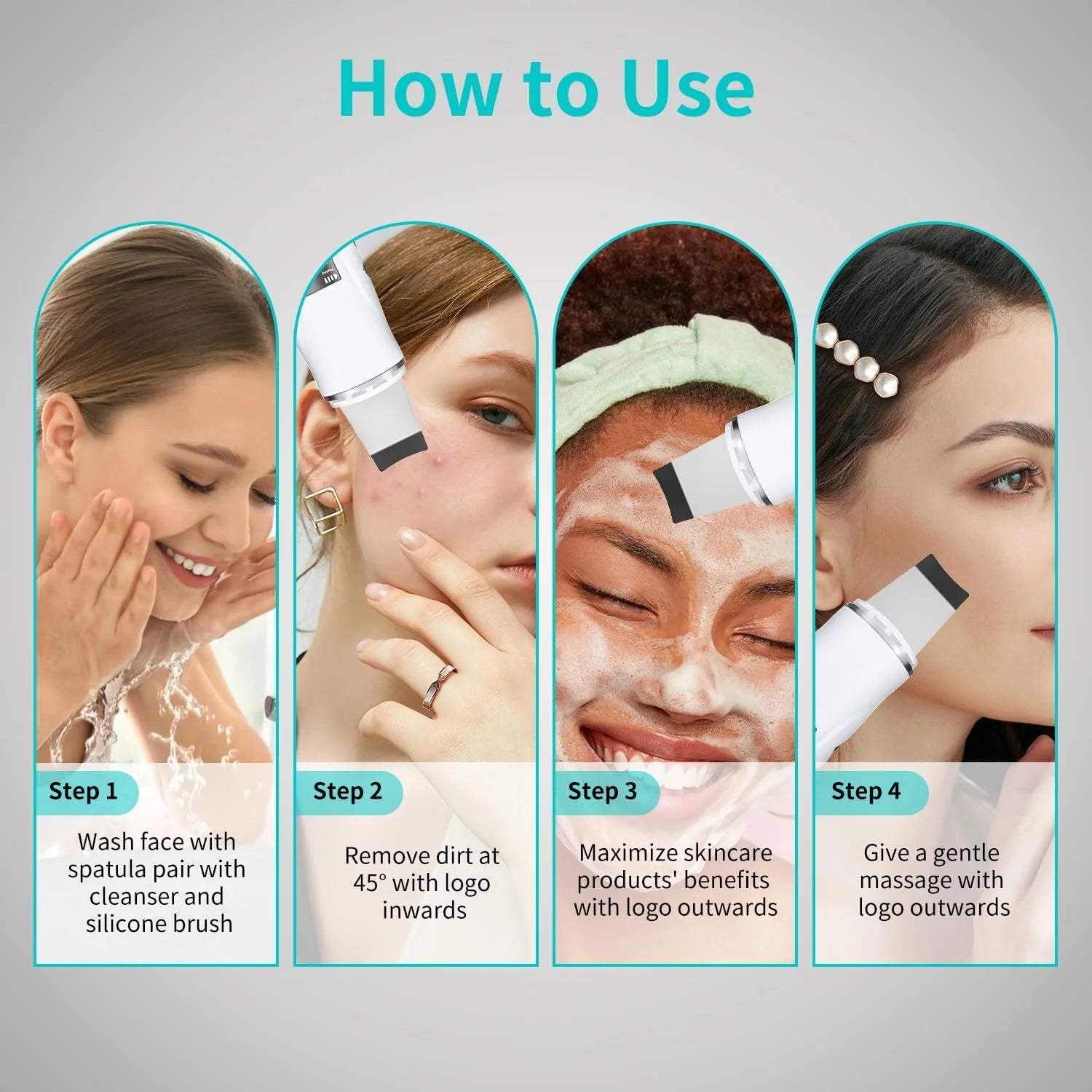 4-in-1 Ultrasonic Facial Skin Scrubber and Pore Cleaner - 6