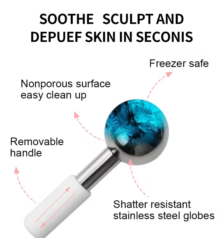Stainless Steel Cooling Ice Globes for Facial Puffiness and Skincare - 8