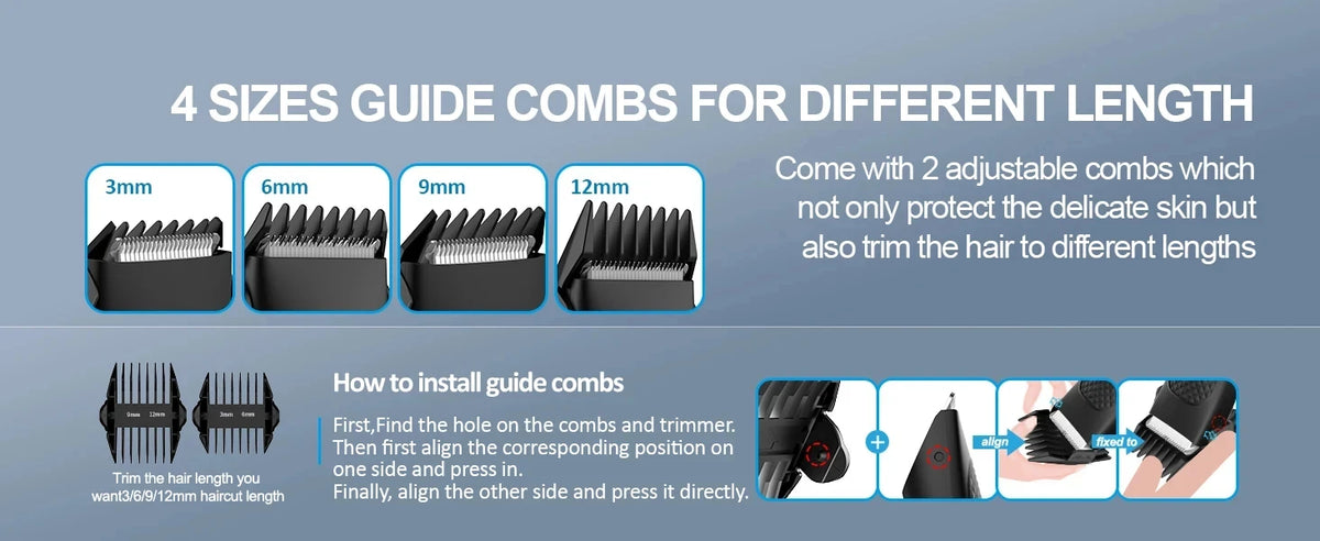 Electric Waterproof Body and Groin Hair Trimmer for Men