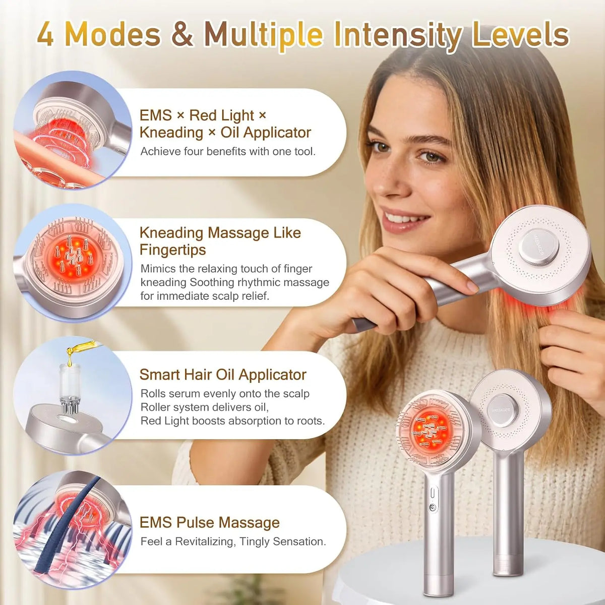 Electric Scalp Massager and Hair Serum Applicator Comb