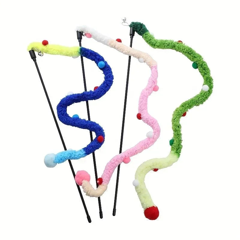 Interactive Plush Cat Teaser Wand Toy