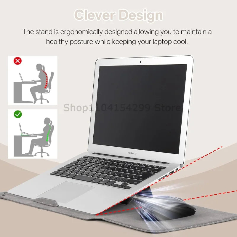 3-in-1 Foldable Laptop Sleeve with Stand and Mouse Pad