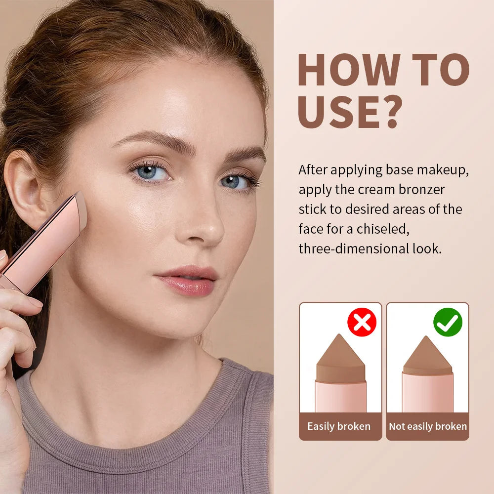 2-in-1 Cream Bronzer and Contour Stick for Sculpted Face Makeup