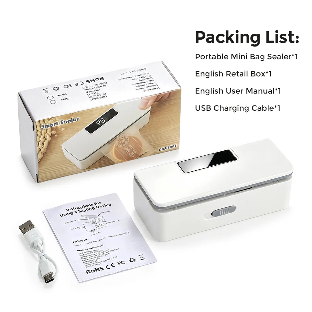 Rechargeable Handheld Mini Bag Sealer with Cutter - 19